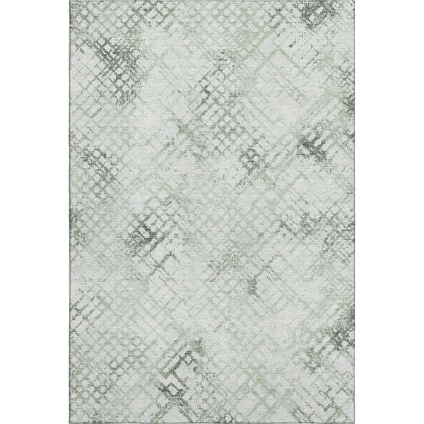 HomeRoots 10' Green and Ivory Abstract Geometric Washable Area Rug with UV Protection for High-Traffic Spaces 666650