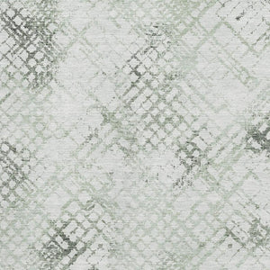 HomeRoots 10' Green and Ivory Abstract Geometric Washable Area Rug with UV Protection for High-Traffic Spaces 666650