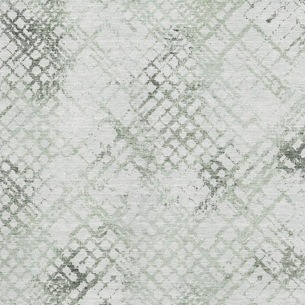 HomeRoots 10' Green and Ivory Abstract Geometric Washable Area Rug with UV Protection for High-Traffic Spaces 666650