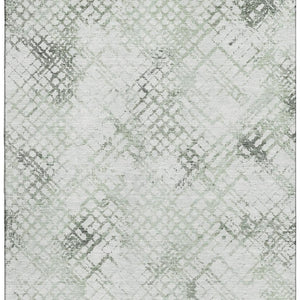 HomeRoots 10' Green and Ivory Abstract Geometric Washable Area Rug with UV Protection for High-Traffic Spaces 666650