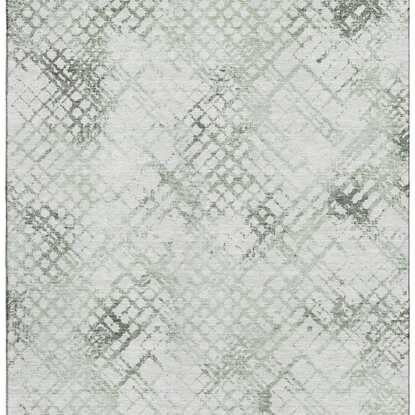 HomeRoots 10' Green and Ivory Abstract Geometric Washable Area Rug with UV Protection for High-Traffic Spaces 666650