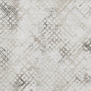 HomeRoots 5' X 8' Taupe & Ivory Abstract Geometric Area Rug - Washable, UV-Protected, Durable for Busy Homes 666658