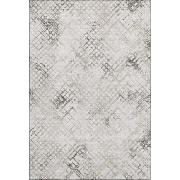 HomeRoots 10' X 14' Taupe And Ivory Abstract Geometric Area Rug – Washable, UV Protected, Perfect for Homes! 666662