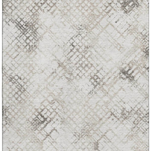 HomeRoots 10' X 14' Taupe And Ivory Abstract Geometric Area Rug – Washable, UV Protected, Perfect for Homes! 666662