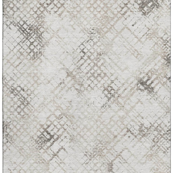 HomeRoots 10' X 14' Taupe And Ivory Abstract Geometric Area Rug – Washable, UV Protected, Perfect for Homes! 666662
