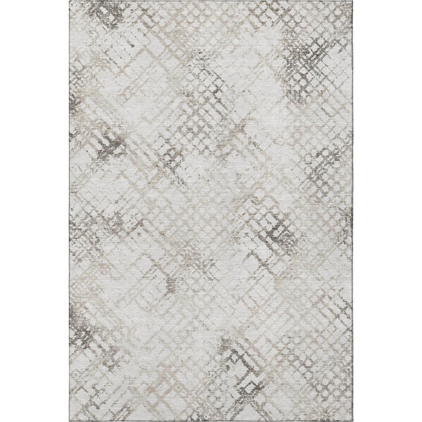 HomeRoots 10' X 14' Taupe And Ivory Abstract Geometric Area Rug – Washable, UV Protected, Perfect for Homes! 666662