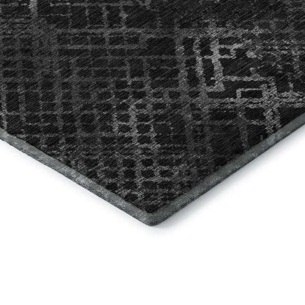 HomeRoots 5' X 8' Charcoal & Ivory Geometric Area Rug - Washable, UV Protected, Modern Design for Busy Homes 666670