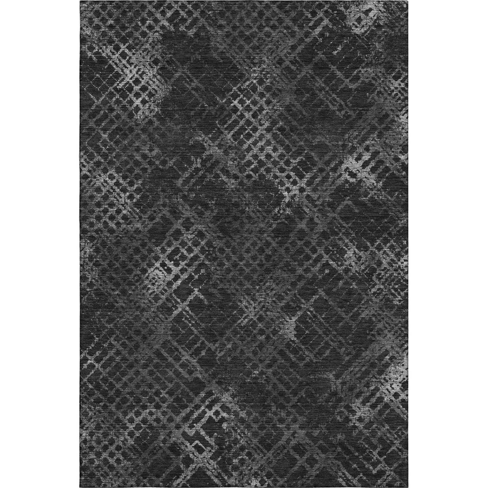 HomeRoots 10' X 14' Charcoal and Ivory Abstract Geometric Washable Rug - Stylish, Durable, UV Protection, Easy Care 666674