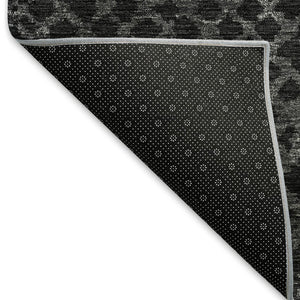 HomeRoots 10' X 14' Charcoal and Ivory Abstract Geometric Washable Rug - Stylish, Durable, UV Protection, Easy Care 666674