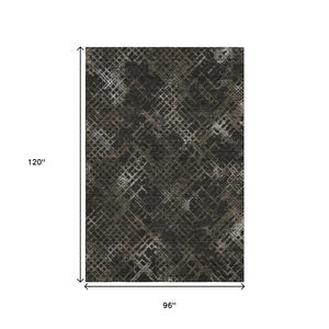 HomeRoots 8' X 10' Brown and Ivory Geometric Washable Area Rug with UV Protection - Durable, Stylish & Practical 666684