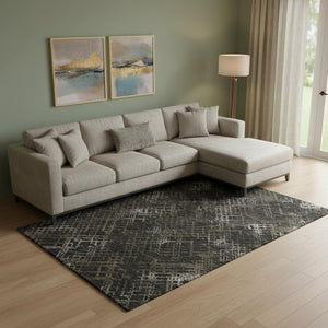 HomeRoots 8' X 10' Brown and Ivory Geometric Washable Area Rug with UV Protection - Durable, Stylish & Practical 666684