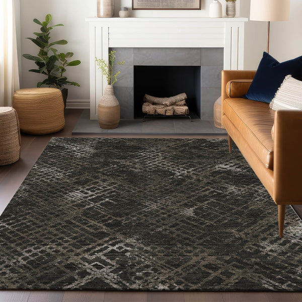 HomeRoots 8' X 10' Brown and Ivory Geometric Washable Area Rug with UV Protection - Durable, Stylish & Practical 666684