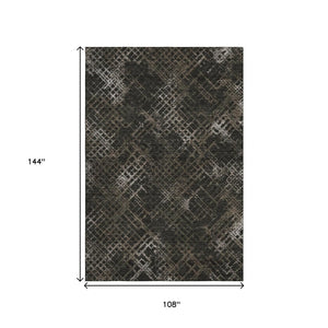HomeRoots 9' X 12' Stylish Brown and Ivory Abstract Geometric Area Rug – Washable, UV-Protected & Durable Design 666685