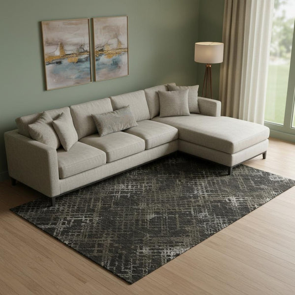 HomeRoots 9' X 12' Stylish Brown and Ivory Abstract Geometric Area Rug – Washable, UV-Protected & Durable Design 666685