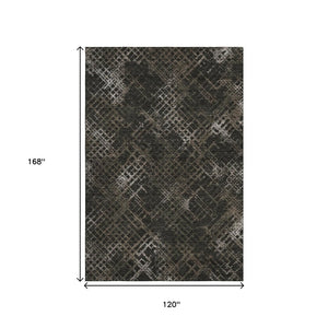HomeRoots 10' X 14' Brown And Ivory Abstract Geometric Area Rug - Washable, UV Protected, Perfect for Families 666686