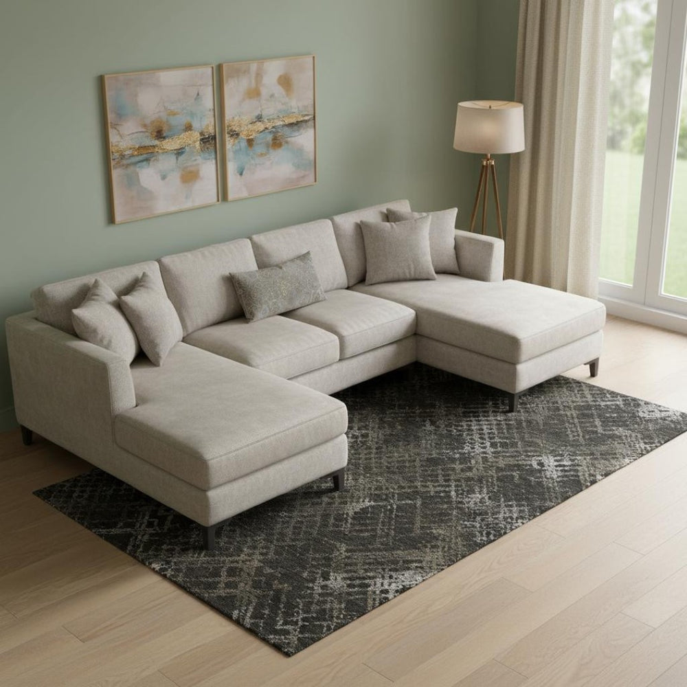 HomeRoots 10' X 14' Brown And Ivory Abstract Geometric Area Rug - Washable, UV Protected, Perfect for Families 666686