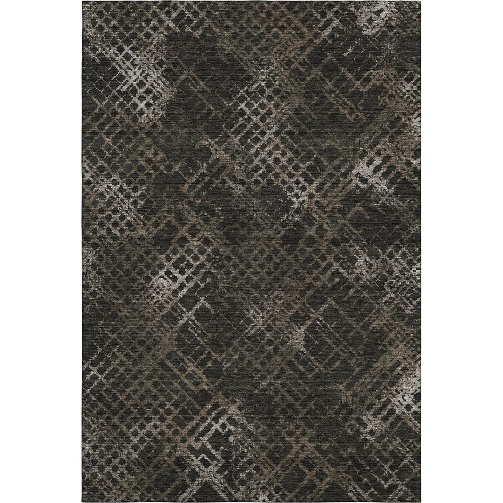 HomeRoots 10' X 14' Brown And Ivory Abstract Geometric Area Rug - Washable, UV Protected, Perfect for Families 666686