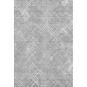 HomeRoots 8' X 10' Gray & Silver Abstract Geometric Rug - Washable, Stain Resistant, UV Protected for Durability 666690