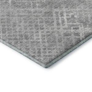 HomeRoots 8' X 10' Gray & Silver Abstract Geometric Rug - Washable, Stain Resistant, UV Protected for Durability 666690
