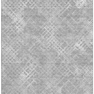 HomeRoots 8' X 10' Gray & Silver Abstract Geometric Rug - Washable, Stain Resistant, UV Protected for Durability 666690
