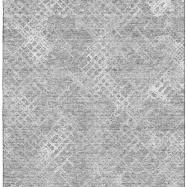 HomeRoots 8' X 10' Gray & Silver Abstract Geometric Rug - Washable, Stain Resistant, UV Protected for Durability 666690