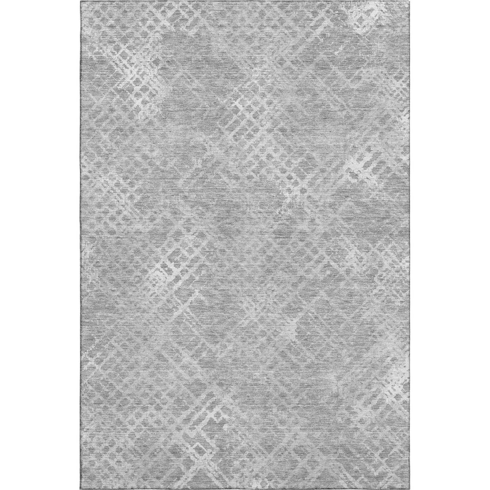 HomeRoots 9' X 12' Gray And Silver Abstract Geometric Area Rug - Washable, UV-Protected, Durable Design for Modern Living 666691