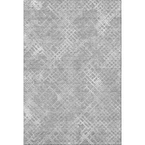 HomeRoots 10' Gray & Silver Abstract Geometric Area Rug - Washable, UV Protected, Durable for Busy Homes! 666692