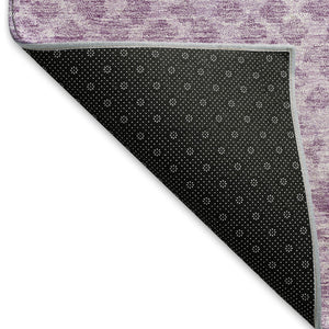 HomeRoots 8' Stylish Lavender & Ivory Abstract Round Rug - Washable, UV-Protected & Perfect for High-Traffic Areas 666695