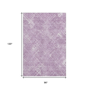 HomeRoots 8' X 10' Stylish Lavender & Ivory Abstract Geometric Area Rug - Washable, UV Protected, Pet-Friendly! 666696
