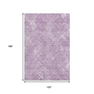 HomeRoots 10' X 14' Modern Lavender and Ivory Abstract Geometric Washable Area Rug with UV Protection 666698