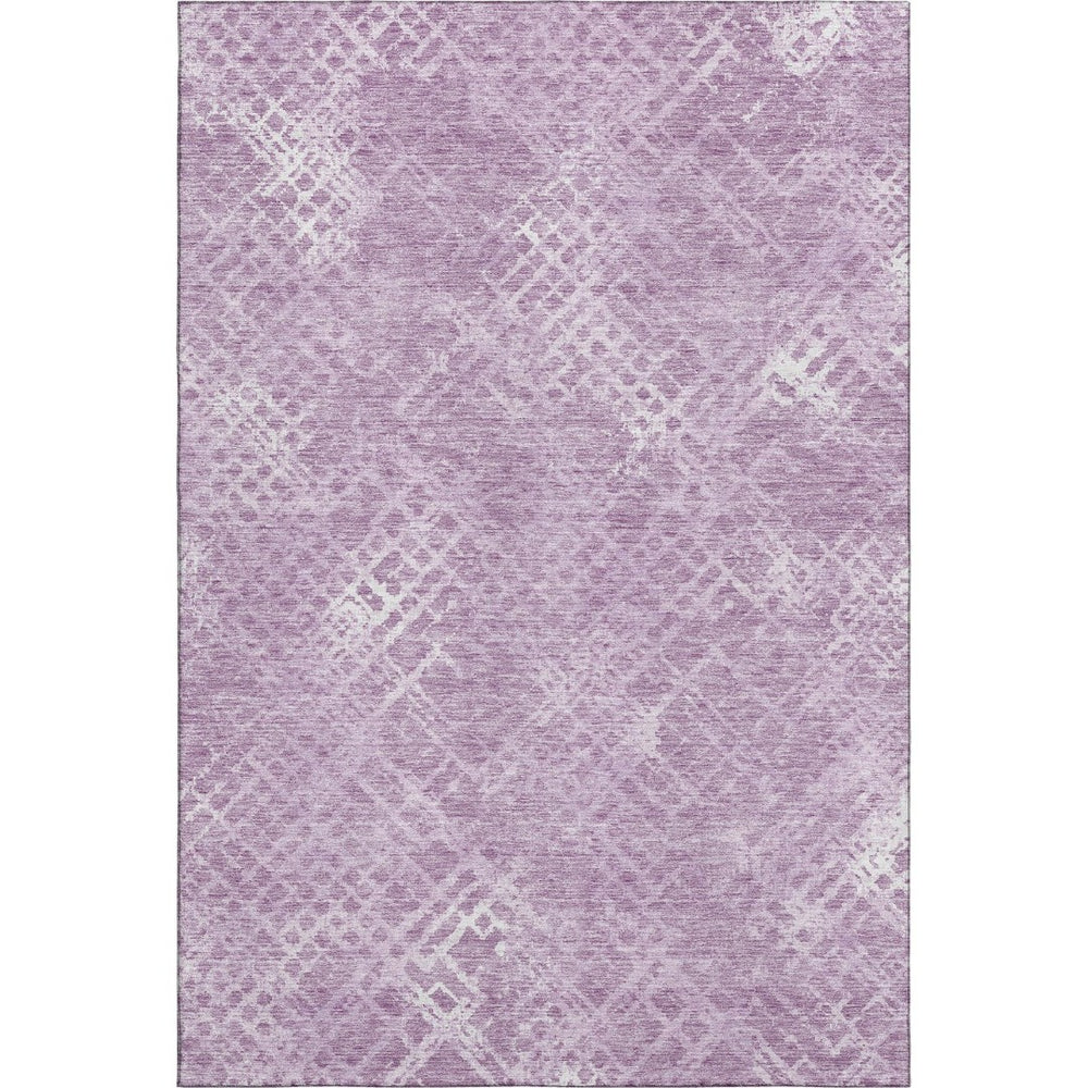 HomeRoots 10' X 14' Modern Lavender and Ivory Abstract Geometric Washable Area Rug with UV Protection 666698