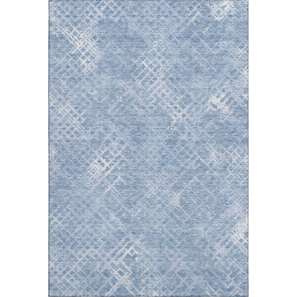 HomeRoots 5' X 8' Sky Blue & Ivory Abstract Geometric Area Rug – Washable, UV Protected, Durable & Stylish! 666700