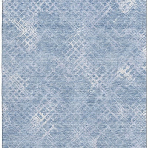 HomeRoots 5' X 8' Sky Blue & Ivory Abstract Geometric Area Rug – Washable, UV Protected, Durable & Stylish! 666700