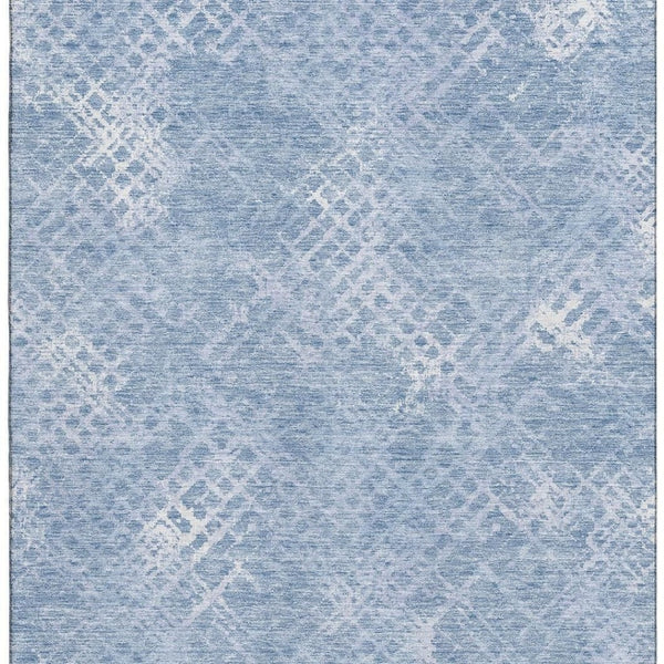 HomeRoots 5' X 8' Sky Blue & Ivory Abstract Geometric Area Rug – Washable, UV Protected, Durable & Stylish! 666700