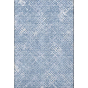 HomeRoots 5' X 8' Sky Blue & Ivory Abstract Geometric Area Rug – Washable, UV Protected, Durable & Stylish! 666700