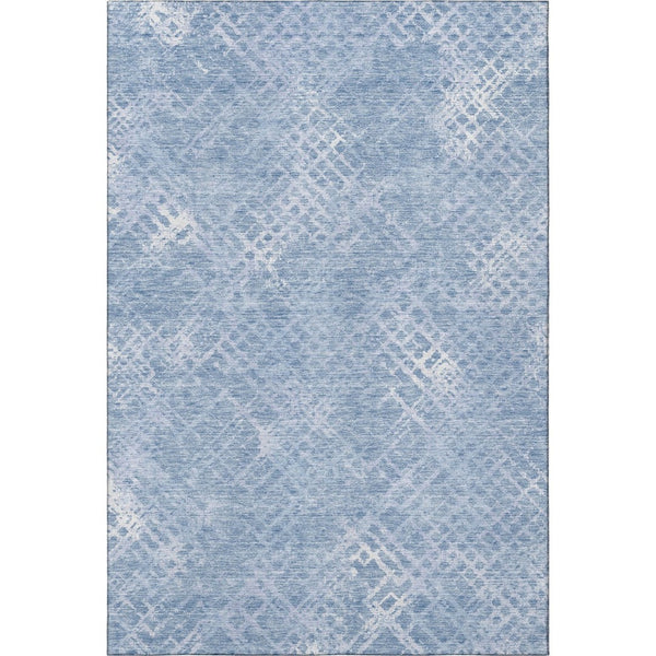 HomeRoots 5' X 8' Sky Blue & Ivory Abstract Geometric Area Rug – Washable, UV Protected, Durable & Stylish! 666700