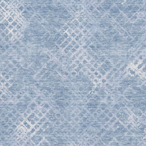 HomeRoots 8' X 10' Sky Blue & Ivory Geometric Area Rug - Washable, UV Protection, Stylish & Durable Design! 666702