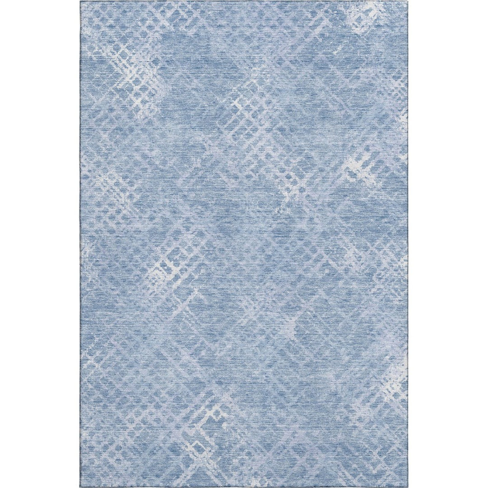 HomeRoots 9' X 12' Sky Blue & Ivory Geometric Area Rug - Washable, UV Protected, Ideal for High-Traffic Spaces! 666703