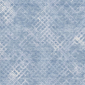 HomeRoots 9' X 12' Sky Blue & Ivory Geometric Area Rug - Washable, UV Protected, Ideal for High-Traffic Spaces! 666703