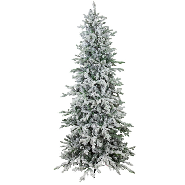 HomeRoots 7' Slender Flocked Pine Christmas Tree - Elegant Space-Saving Holiday Décor for Compact Areas 666705