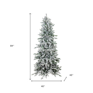 HomeRoots 7' Slender Flocked Pine Christmas Tree - Elegant Space-Saving Holiday Décor for Compact Areas 666705