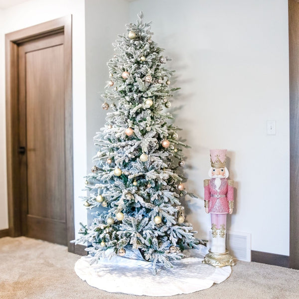 HomeRoots 7' Slender Flocked Pine Christmas Tree - Elegant Space-Saving Holiday Décor for Compact Areas 666705