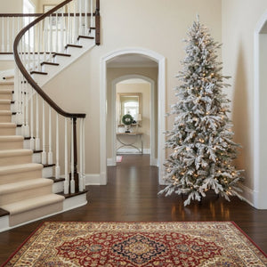 HomeRoots 7' Slender Flocked Pine Christmas Tree - Elegant Space-Saving Holiday Décor for Compact Areas 666705