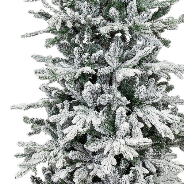 HomeRoots 6' Slender Flocked Pine Christmas Tree – Elegant, Space-Saving Holiday Centerpiece for Small Spaces 666706