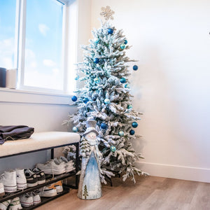 HomeRoots 6' Slender Flocked Pine Christmas Tree – Elegant, Space-Saving Holiday Centerpiece for Small Spaces 666706