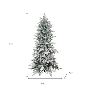 HomeRoots 6' Slender Flocked Pine Christmas Tree – Elegant, Space-Saving Holiday Centerpiece for Small Spaces 666706