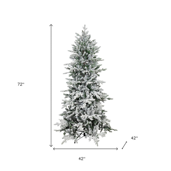 HomeRoots 6' Slender Flocked Pine Christmas Tree – Elegant, Space-Saving Holiday Centerpiece for Small Spaces 666706