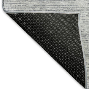 HomeRoots 8' Gray and Blue Geometric Round Rug - Washable, UV-Protected, Durable for High-Traffic Areas 666709