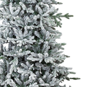 HomeRoots 8' Elegant Slender Flocked Pine Christmas Tree - Perfect for Compact Spaces with Realistic Snow Finish 666718