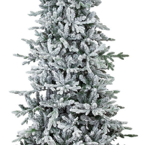 HomeRoots 8' Elegant Slender Flocked Pine Christmas Tree - Perfect for Compact Spaces with Realistic Snow Finish 666718